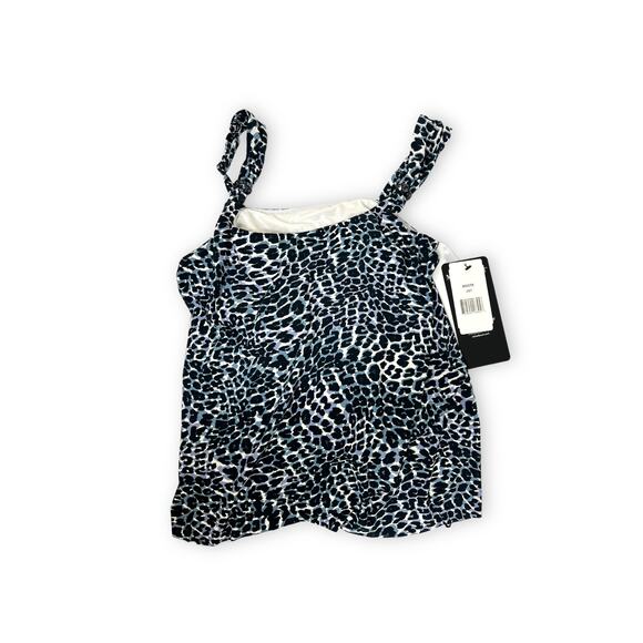 Miraclesuit Dazzle Tankini Underwire Top | Size 8 | Luxe Leopard - Black Grey - Picture 5 of 10